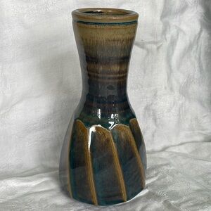 Ballston Lake Pottery Teal Brown Vase signed James Sankowski
